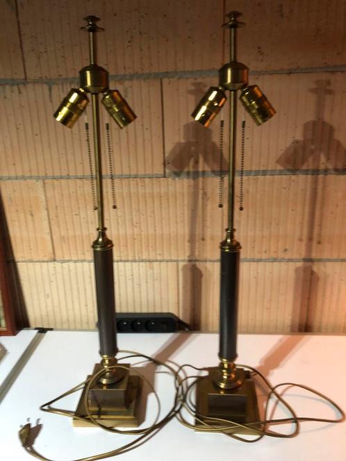 2 antieke brocante messing lampadaires tafellampen, Antiek en Kunst, Antiek | Verlichting, Ophalen