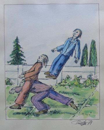 LUC PIRON / ZWEVENDE FIGUREN / ORIGINEEL WERK / 40x30cm SIG beschikbaar voor biedingen