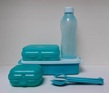 Tupperware « Lunchbox Set » Fles + Doos - Blauw - Promo