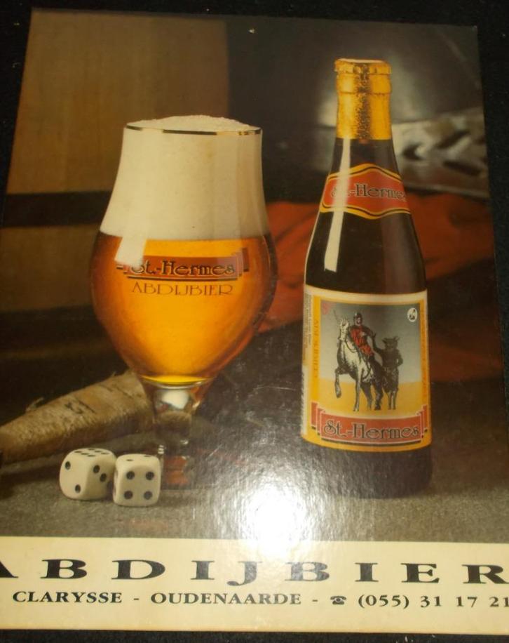 St. Hermes abdijbier - Oudenaarde -1990 - karton - Clarysse, Verzamelen, Biermerken, Gebruikt, Reclamebord, Plaat of Schild, Overige merken