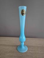 Vintage Turquoise vaasje op voet, Ophalen of Verzenden