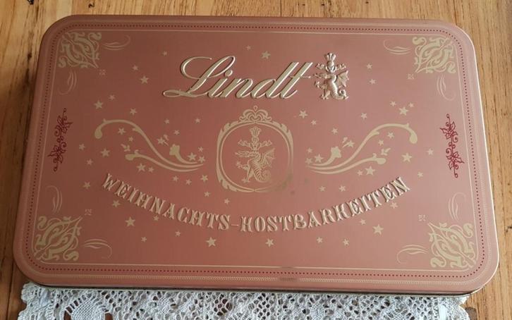 Groot plat KERST blik, Lindt Weihnachts - Kostbarkeiten, Verzamelen, Blikken, Gebruikt, Overige, Overige merken, Ophalen of Verzenden