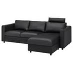 zitbank zwart met chaise longue en neksteunen (3) z.a.n., Huis en Inrichting, Ophalen, Chaise longue, Driepersoons, 75 tot 100 cm