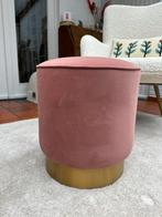 Leuke roze velvet poef, Ophalen, Zo goed als nieuw