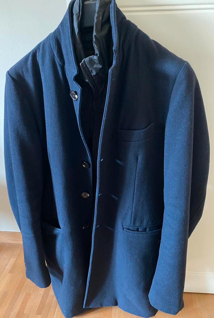 Donkerblauwe herenjas Scotch&Soda maat L, Kleding | Heren, Jassen | Winter, Gedragen, Maat 52/54 (L), Blauw, Ophalen of Verzenden