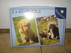 2 Puzzels Pup en kitten, 60 stukjes, Ophalen of Verzenden, Meer dan 50 stukjes, Zo goed als nieuw
