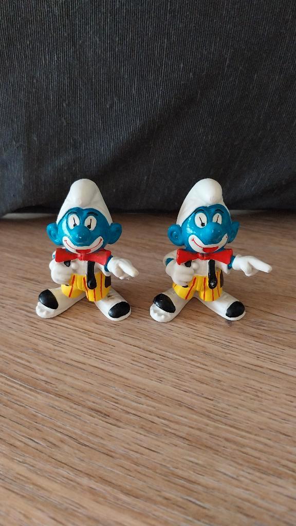 Schtroumpf Clowns Jumeaux 1980 Schleich Made Portugal, Collections, Schtroumpfs, Utilisé, Poupée, Figurine ou Peluche, Autres Schtroumpfs