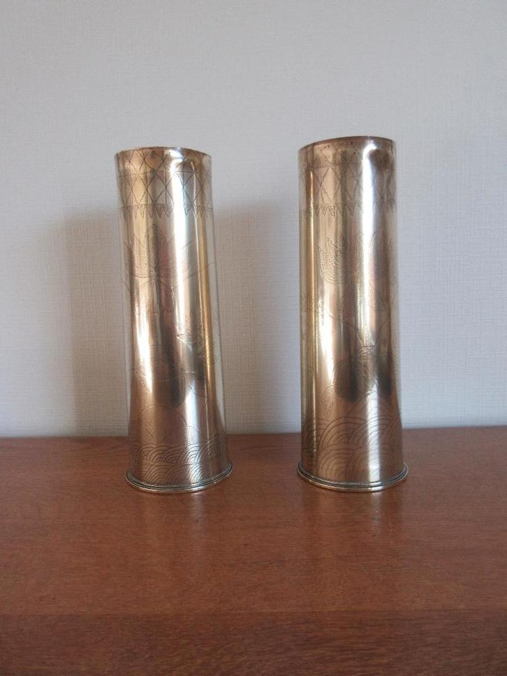 Gegraveerde obus 1917, Verzamelen, Militaria | Algemeen, Ophalen of Verzenden