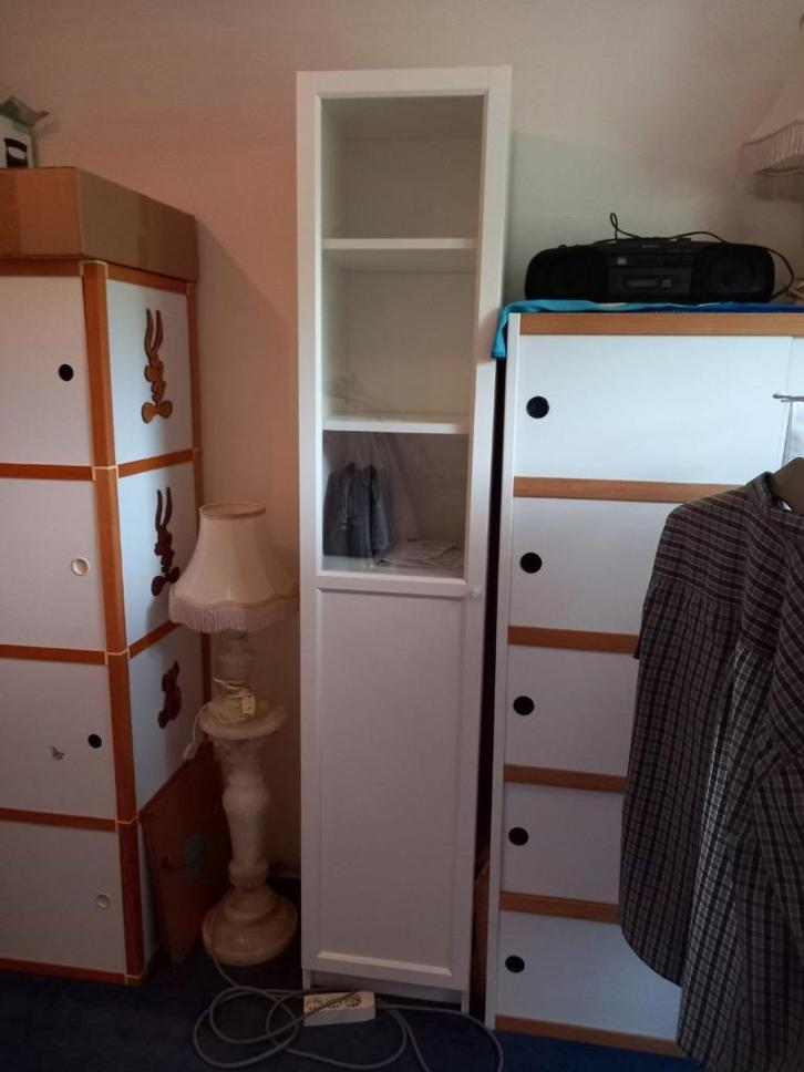 Colonne vitrée Ikea blanche Billy/Oxberg 40 cm large, Huis en Inrichting, Kasten | Vitrinekasten, Gebruikt, 200 cm of meer, Minder dan 50 cm