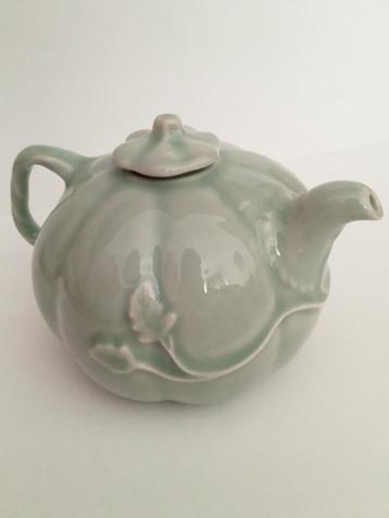 celadon groene theepot, pompoen vorm - vintage beschikbaar voor biedingen