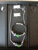 Collier & bracelet avec pierres de couleurs - NEUF !, Bijoux, Sacs & Beauté, Colliers, Bleu, Enlèvement ou Envoi