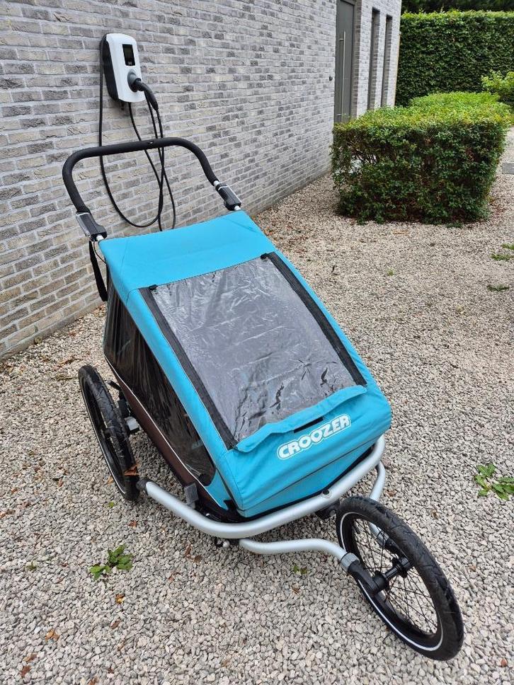 Croozer Kid Plus for 2, Fietsen en Brommers, Fietsaccessoires | Aanhangwagens en Karren, Gebruikt, Kinderkar, 40 tot 60 kg, Vering
