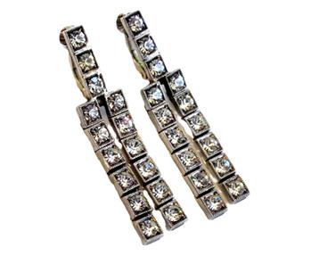 Art Deco Sterling zilver 935 met CZ zirconia clipoorbellen.  beschikbaar voor biedingen