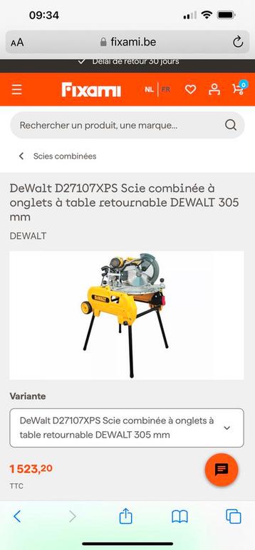 Scie à onglet retournable dewalt beschikbaar voor biedingen