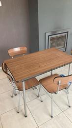 Vintage tafel met 3 stoelen, Ophalen, Gebruikt