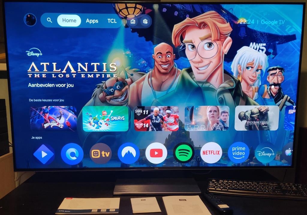 TCL 4K QLED TV met Google TV en Game Master Pro 2.0, LCD, 120 Hz, Zo goed als nieuw, 100 cm of meer