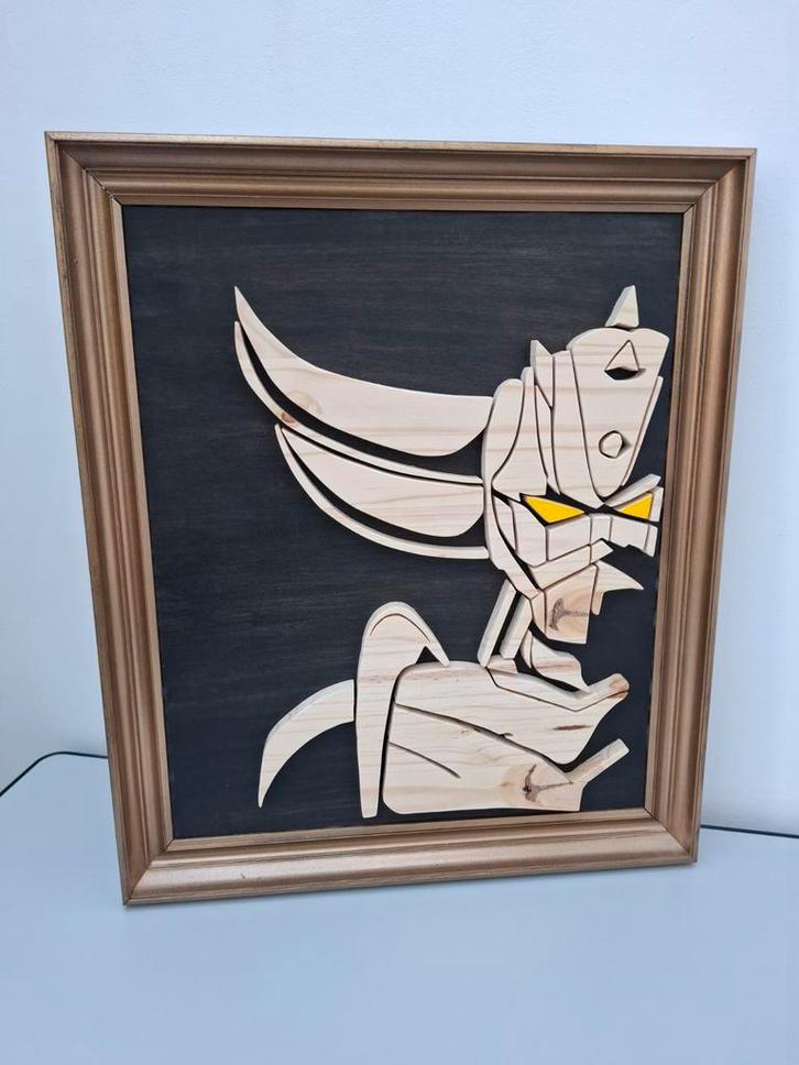 Tableau 70x58cm GOLDORAK assemblage morceaux bois, Antiek en Kunst, Kunst | Overige Kunst