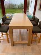 Eiken bartafel met 6 stoelen, Huis en Inrichting, Ophalen, Gebruikt, Klassiek, 4 tot 6 stoelen