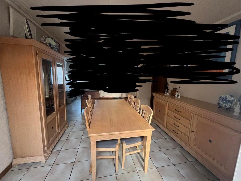 Eetkamer te koop - prijs te bespreken, Ophalen, Gebruikt, Hout, 6 tot 8 stoelen