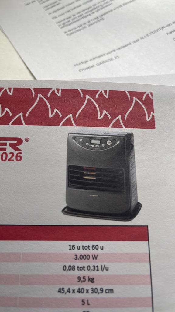 Gloednieuwe energiezuinige petroleum kachel te koop, Doe-het-zelf en Bouw, Ophalen, 30 tot 80 cm, Minder dan 60 cm, 800 watt of meer