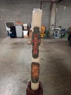 (Paas-) kaars 100 cm hoog, met zware houten voet, Huis en Inrichting, Woonaccessoires | Zuilen en Pilaren, Ophalen