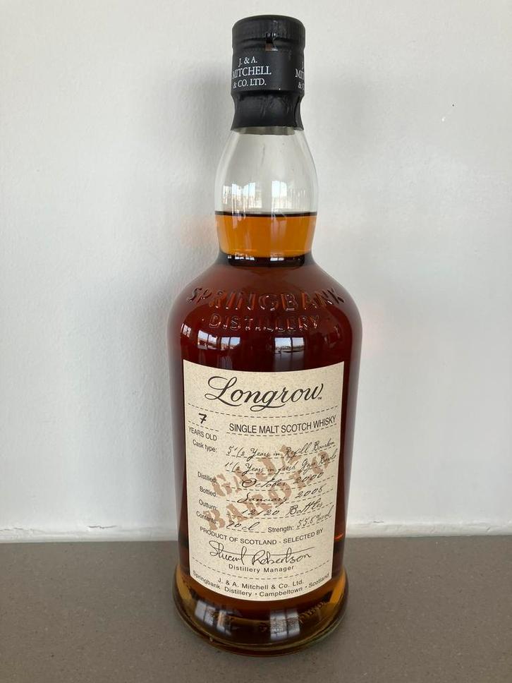 SPRINGBANK LONGROW 2000 7YO GAJA BAROLO WOOD (55.8%), Collections, Vins, Comme neuf, Enlèvement