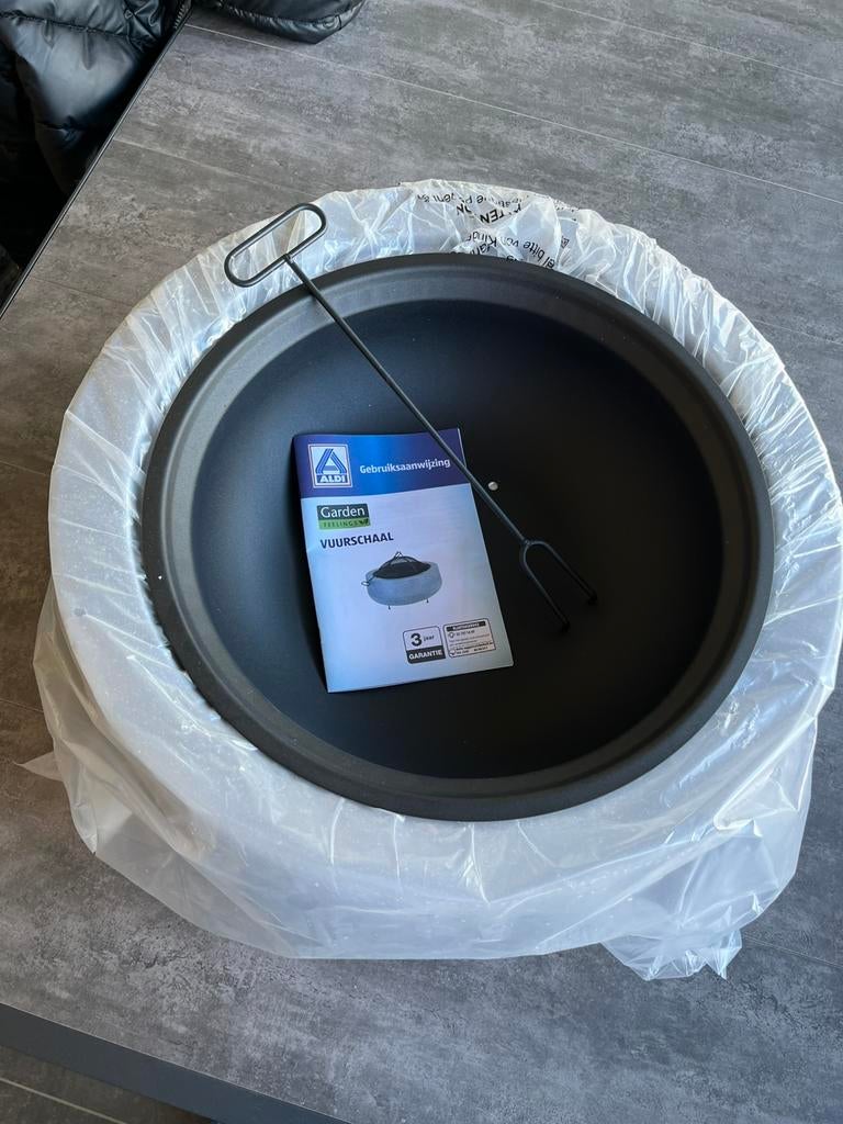 Vuurschaal + brandhoutmand + hout (allemaal nieuw), Ophalen, Nieuw