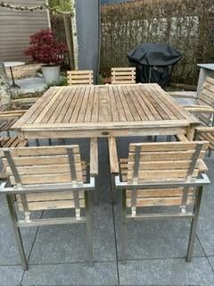 Set de jardin avec 8 chaises, Inox, Chaise, Salons de jardin, 8 places