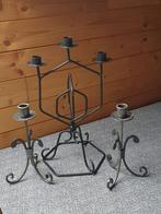 3 kandelaars in metaal, Zwart, Ophalen of Verzenden, Zo goed als nieuw, Metaal