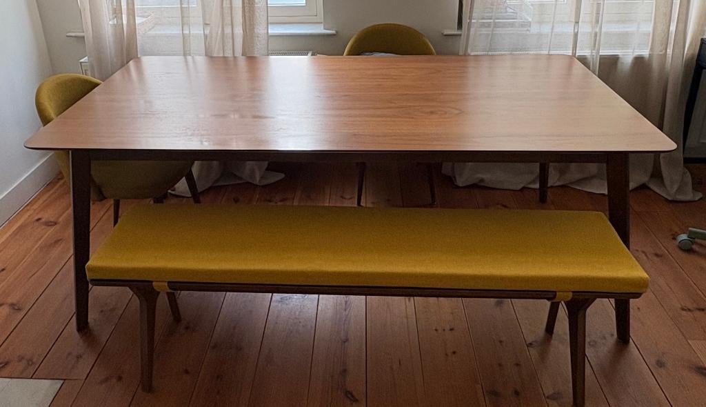 Eettafel set (200 cm) – tafel + bank + 2 stoelen, Huis en Inrichting, Ophalen, 100 tot 150 cm, 150 tot 200 cm, Zo goed als nieuw