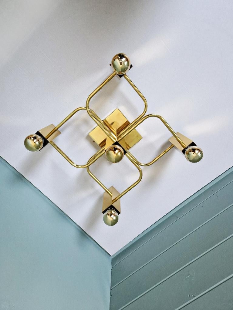 Plafonnier en laiton, design G. Sciolari, Boulanger, 1970, Enlèvement ou Envoi