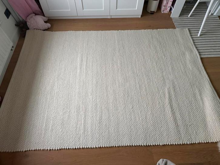 Tapis en laine 160x230 cm - crème/blanc cassé - presque neuf, Maison & Meubles, Ameublement | Tapis & Moquettes, Comme neuf, Crème