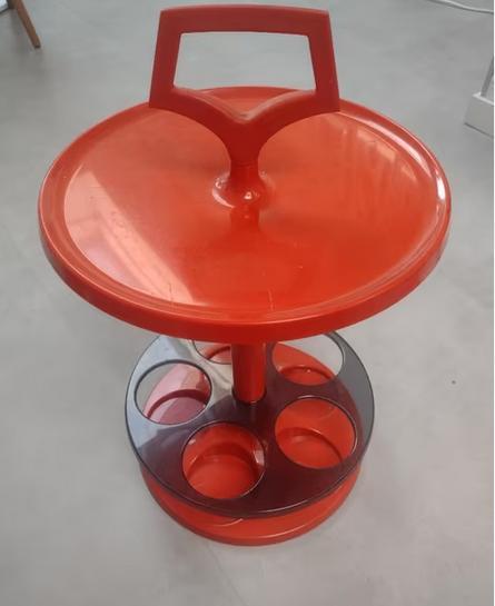 Vintage cocktailbar / bijzettafeltje, Huis en Inrichting, Tafels | Bijzettafels, Gebruikt, Rond, 45 tot 60 cm, Kunststof, Ophalen