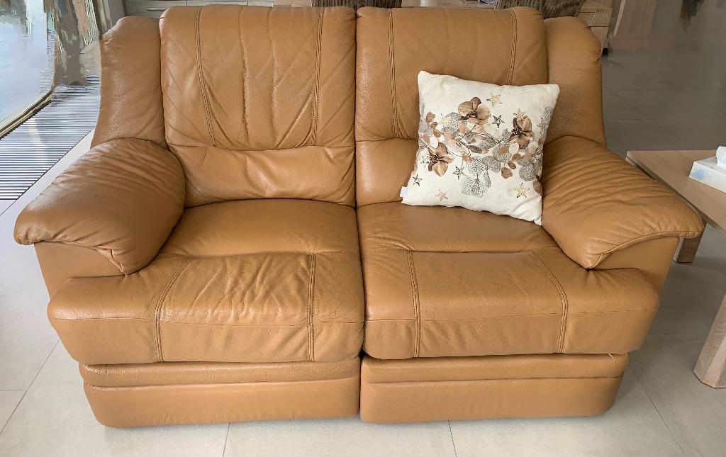 Te koop salonzetels 3-zit+2-zit, Ophalen, Gebruikt, Leer