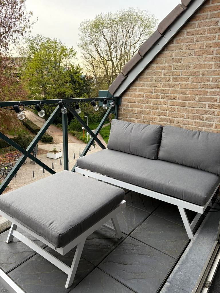 Lounge 2 zit met pouf., Tuin en Terras, Aluminium, Zo goed als nieuw, Tuinset, Ophalen