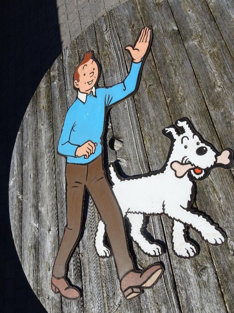 PLV en isorel - Silhouette de Tintin et Milou, Enlèvement ou Envoi, Tintin, Utilisé, Image, Affiche ou Autocollant