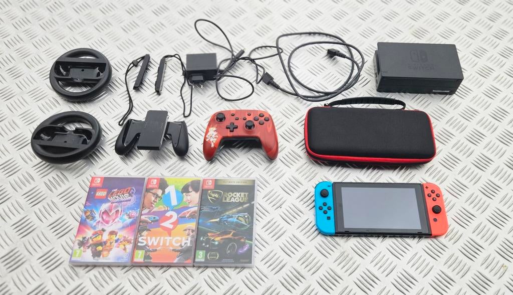Nintendo Switch met heel veel accessoires te koop, Ophalen, Zo goed als nieuw, Met games