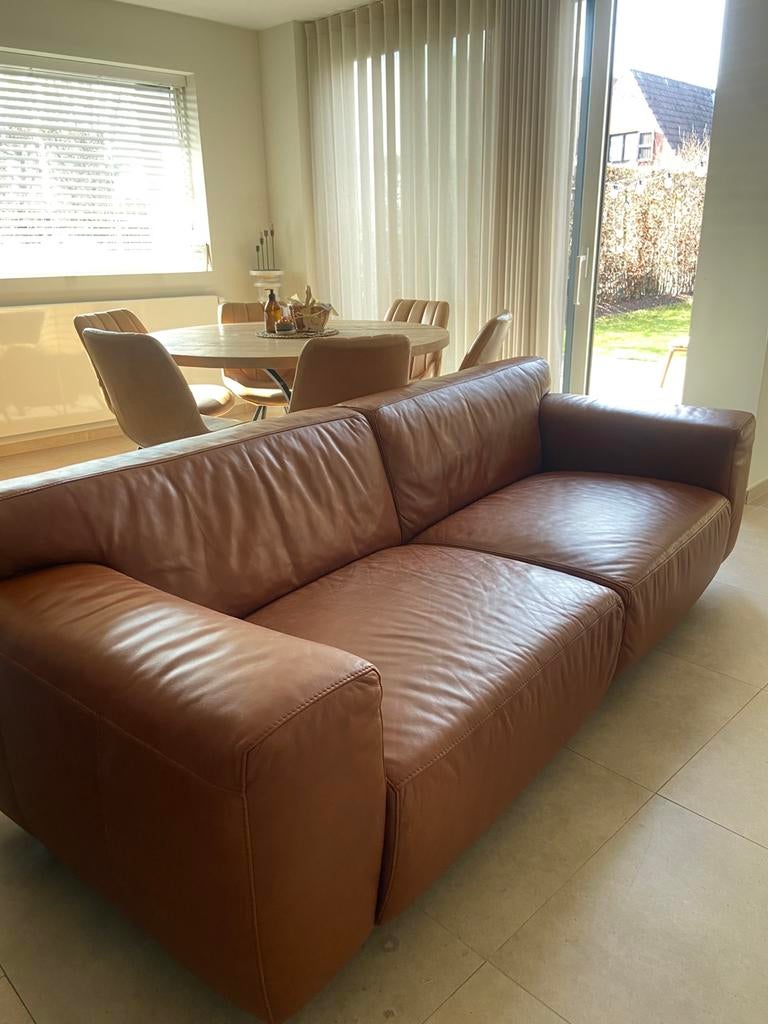 Zetel cognac leder, Ophalen, Zo goed als nieuw