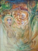 Delen ROGER VAN BELLEGHEM / MOEDERSCHAP / OLIEVERF 128x103cm, Antiek en Kunst, Kunst | Schilderijen | Modern, Ophalen