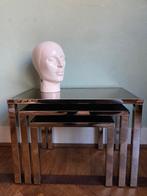 Vintage Belgo chrom nesttafels - Hollywood regency, Huis en Inrichting, Tafels | Bijzettafels, Hollywood regency - Mid century