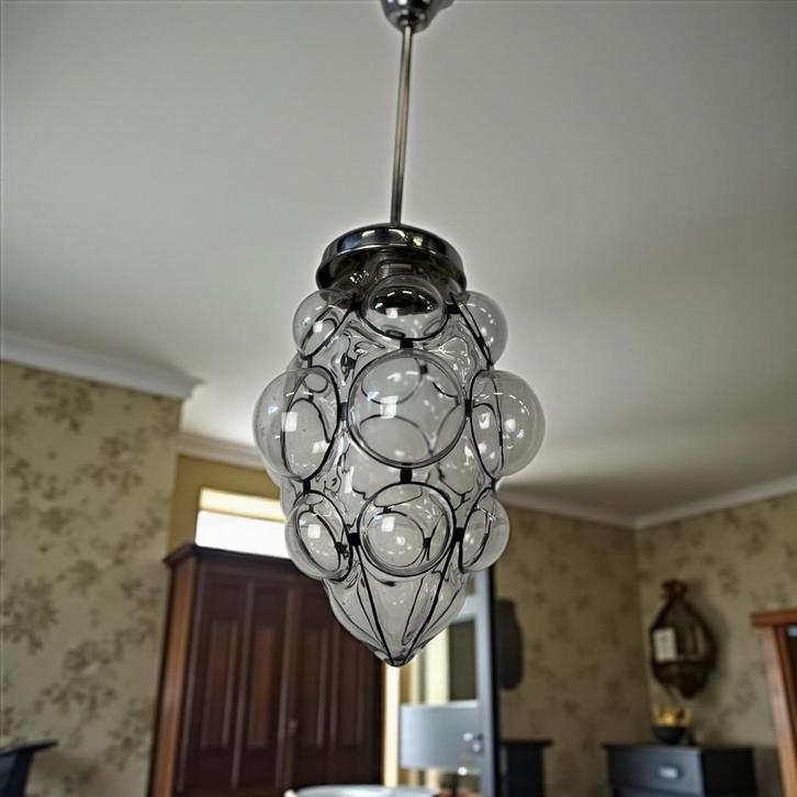 Vintage glazen bubbel lamp / luster / hanglamp, Antiek en Kunst, Antiek | Verlichting, Ophalen of Verzenden