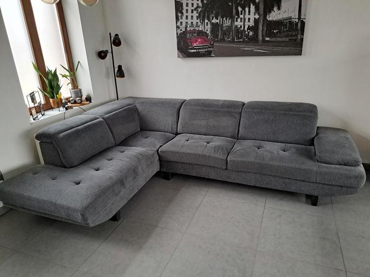 Zetel + poef, Huis en Inrichting, Zetels | Complete zithoeken, Gebruikt, Stof, Ophalen