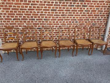 Set van 6 rieten stoelen in LOUIS XV-stijl