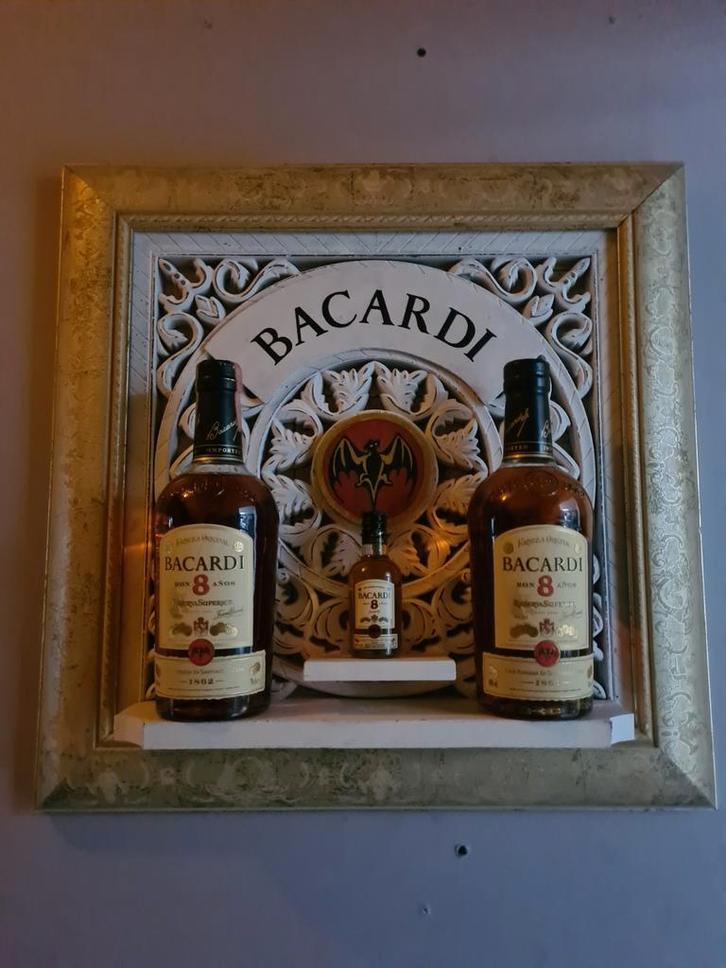 Bacardi vintage kader en flessenhouder, Verzamelen, Merken en Reclamevoorwerpen, Gebruikt, Ophalen of Verzenden
