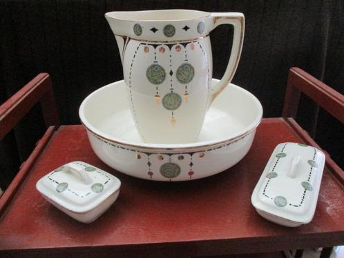 Antiek  BOCH & Fls  Steengoed  porcelain LAMPETSTEL  4 delig, Antiek en Kunst, Antiek | Keramiek en Aardewerk, Ophalen of Verzenden