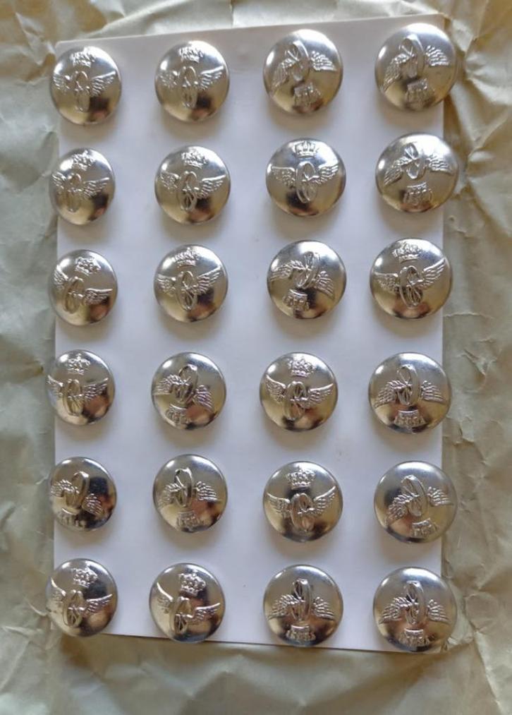 Zilverkleurige uniformknopen, Belgische spoorwegen, NMBS, Verzamelen, Spoorwegen en Tram, Zo goed als nieuw, Overige typen, Ophalen of Verzenden