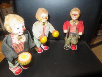 blikken speelgoed lot van 4 clowns