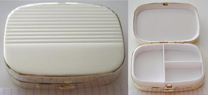 Pilulier rectangulaire 3 grands compartiments, métal argenté, Diversen, Verpleegmiddelen, Nieuw, Ophalen of Verzenden