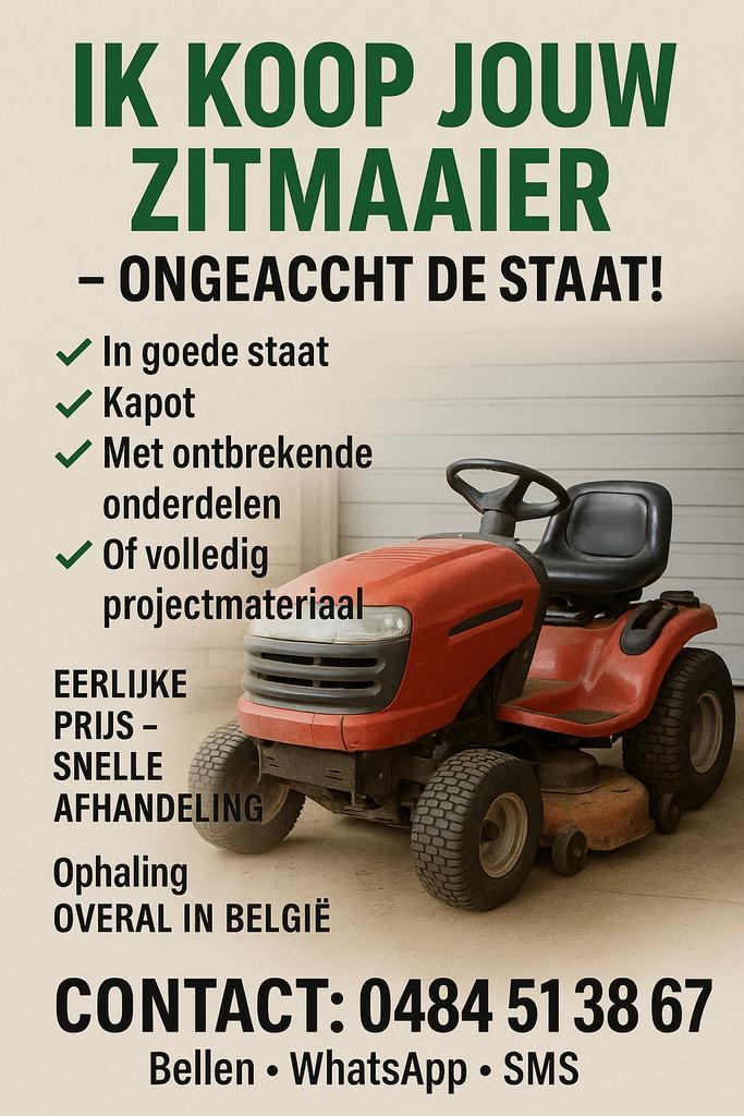 Zitmaaier Te Koop? Ik Betaal Direct!, Tuin en Terras, Zitmaaiers, Ophalen