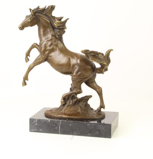 Grote Bronzen Beeld van een steigerend Paard GARTIS LEVERING, Antiek en Kunst, Antiek | Brons en Koper, Brons, Verzenden